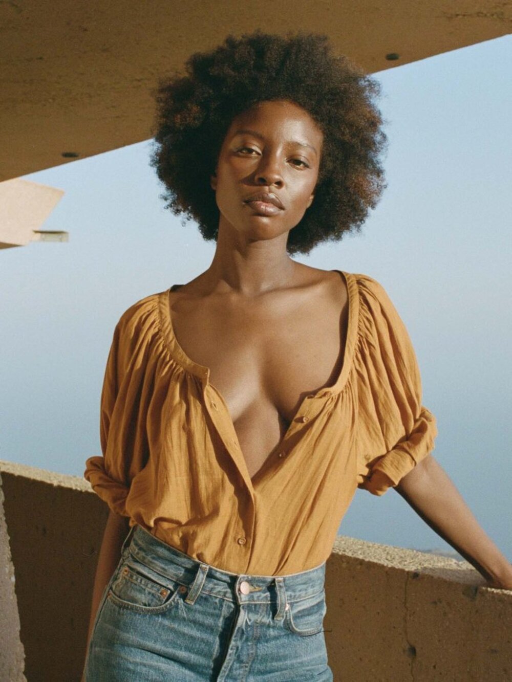 Doen June Blouse in Foxtail Size Medium Brown Orange - Picture 13 of 14